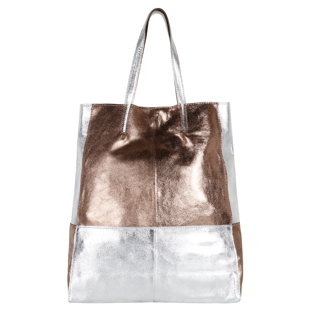 Dual Toned Metallic Tote