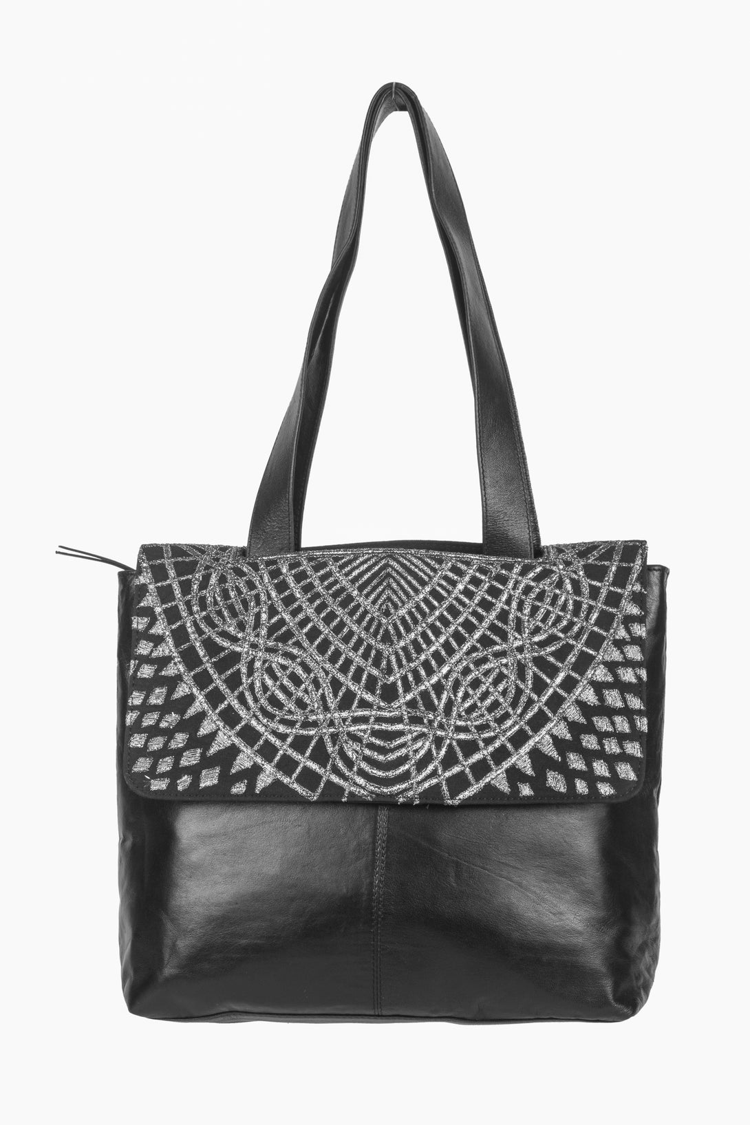 Silver Embroidered Shoulder Bag