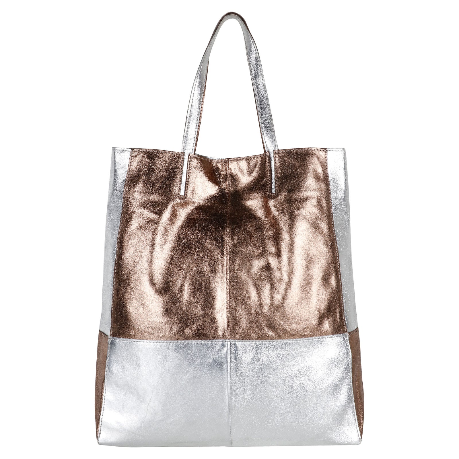 Dual Toned Metallic Tote