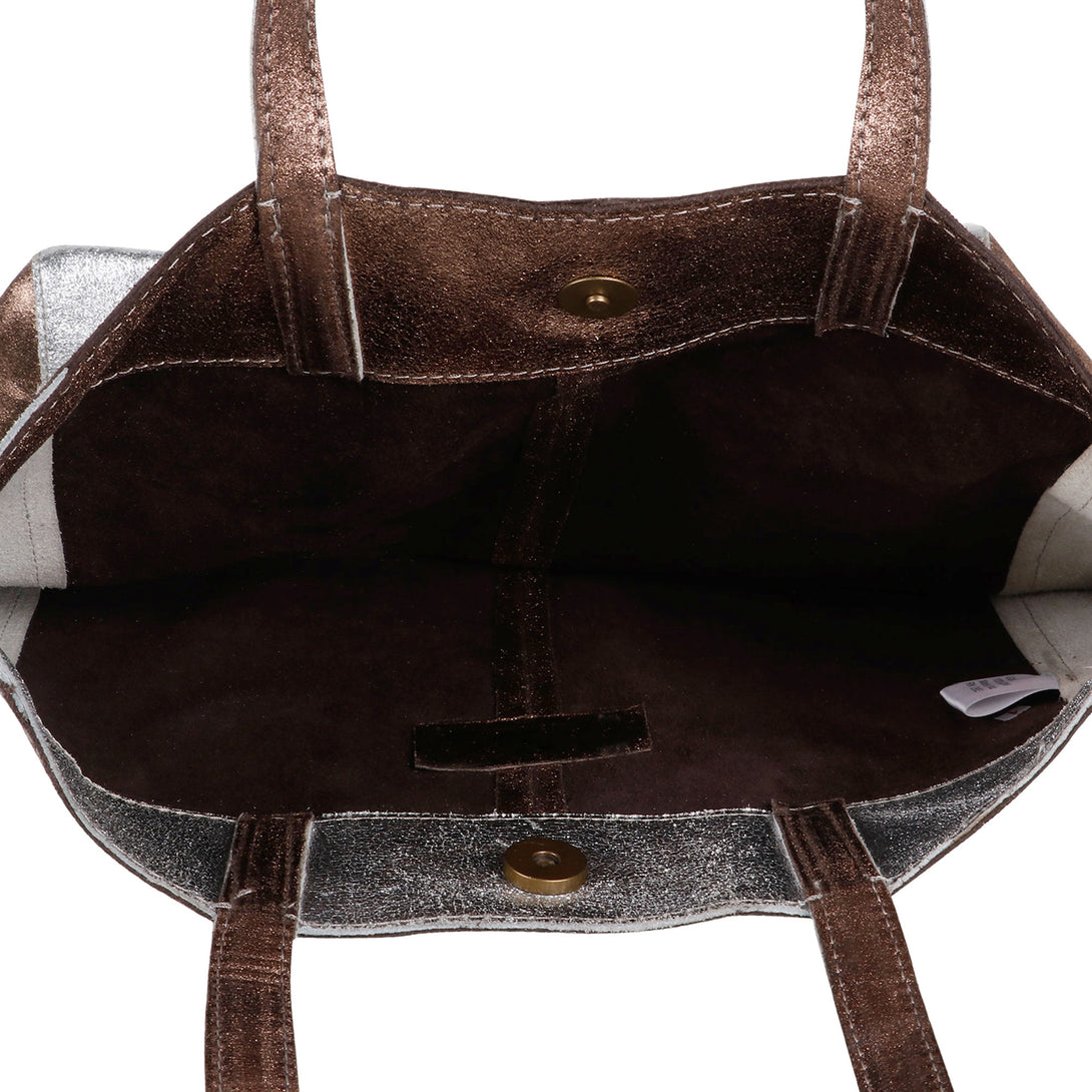 Dual Toned Metallic Tote