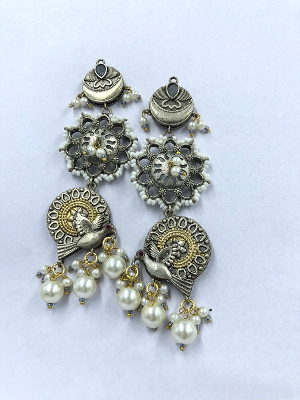 Intricate Dual-Tone Oxidized Earrings