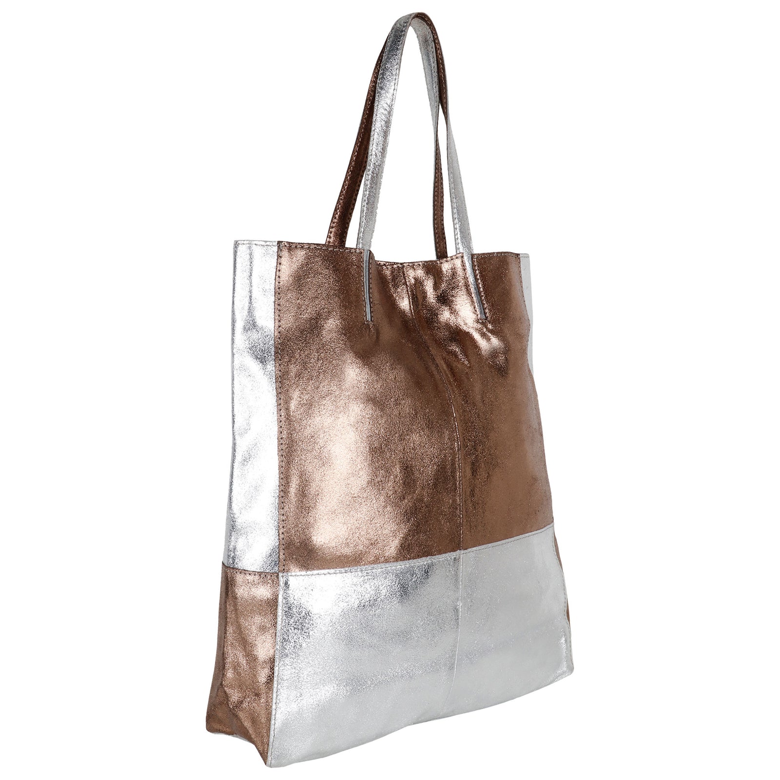 Dual Toned Metallic Tote